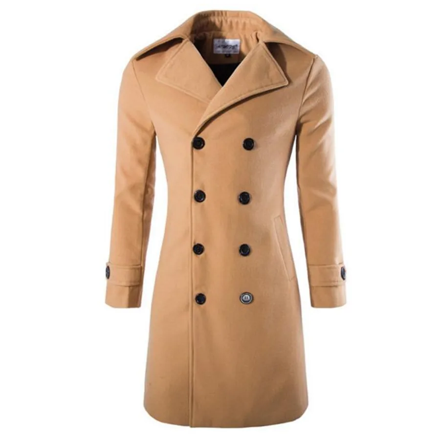 New men's coat wool long double-breasted coat New men's coat wool long double-breasted coat