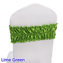 Зеленый лайм Цвет атлас стул створки Свадебные украшения лайкра спандекс створки подходят для всех стулья Ruffled пузырь взгляд лук галстук отель партия