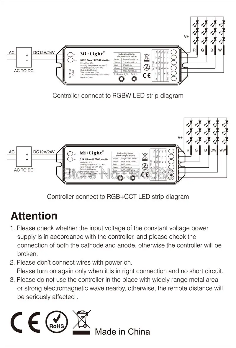 Mi. Светильник LS2 DC12V 24V 15A 5 в 1 Smart 2,4G беспроводной светодиодный контроллер для одноцветных, CCT, RGB, RGBW, RGB+ CCT светодиодных лент