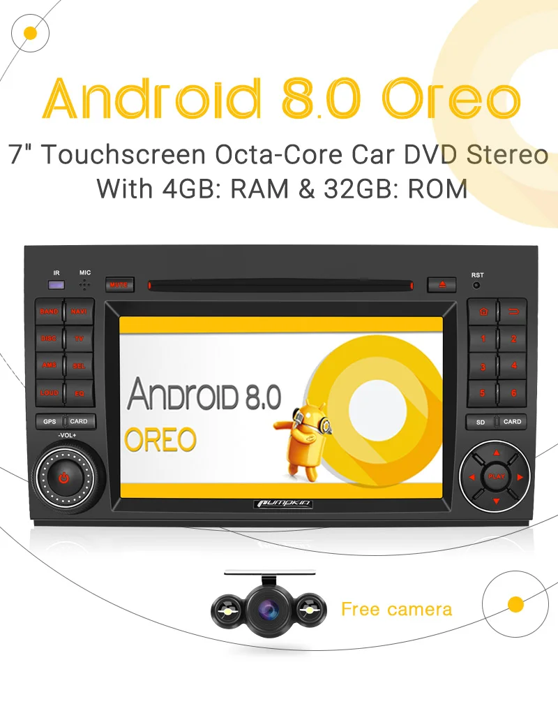 Pumpkin 2 Din7''Android 8 0 автомобильный стерео Восьмиядерный gps навигатор 4 Гб RAM Wifi 4G