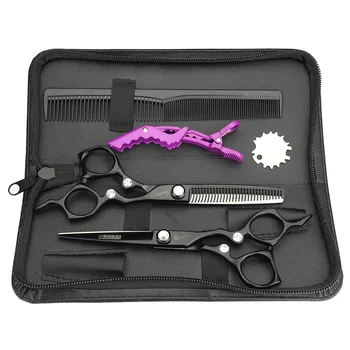 

6 inch barbershop Scissors hair professional Japan 440c steel black cutting shears thinning clipper barber makas tesoura