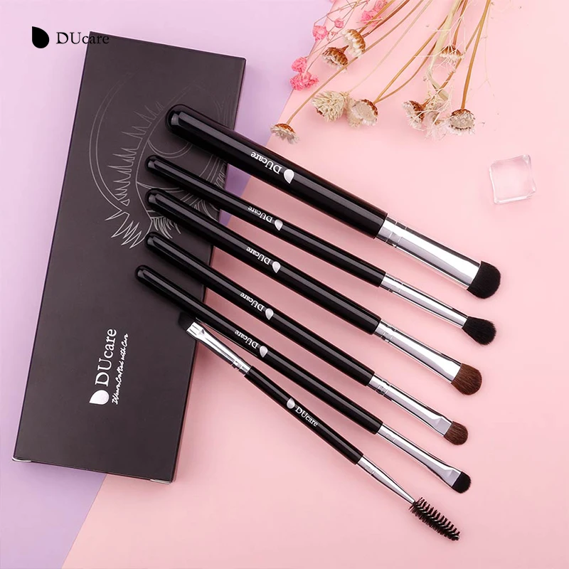 DUcare 6 PCS عينيه فرشاة مجموعة Preofessional فرش ماكياج الجمال الضروري ماكياج فرش مزج فرشاة المهر الشعر