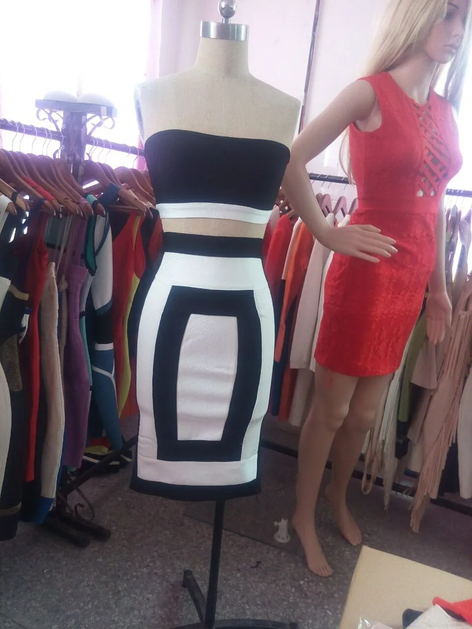 Leger Babe 2018 Fashion New Arrive Black White Club Night Out Wear Women Outfits Strapless Crop Top Sexy Bandage Two Piece Set Women's Sets