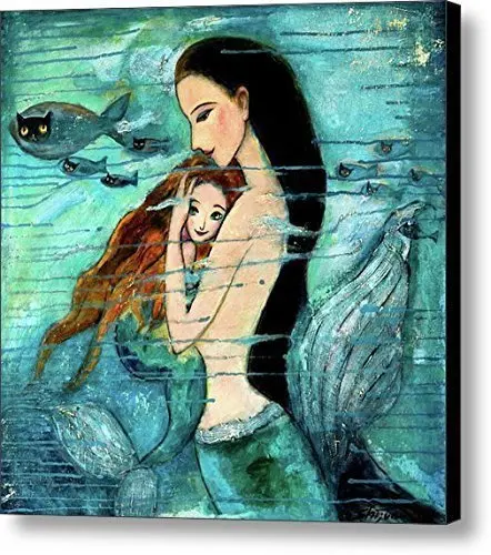 

Modern Oil Painting Print Art Animal Painting Mermaid Pattern on Canvas Wall Art Home Decoration wall pictures for kids room