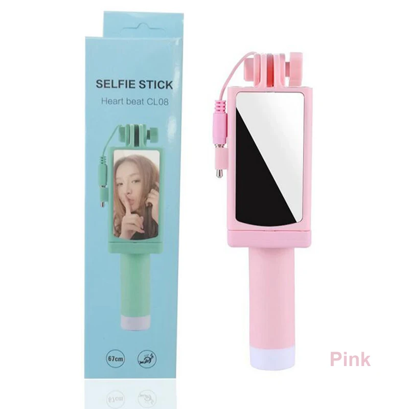 Compact Universal Mini Selfie Stick with Wired Button and Silicone Handle