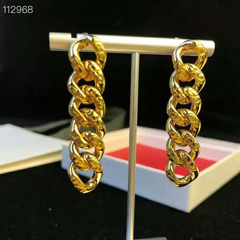 

Fashion Punk Style Thick Link Chain Earrings For Women Brincos Zirconia Brinco Feminino Wholesale Earring e0158