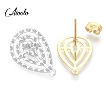 10 шт./лот из нержавеющей стали полые золотые серьги в форме капель крючки с одним отверстием серьги-гвоздики ремесло серьги ювелирных изделий