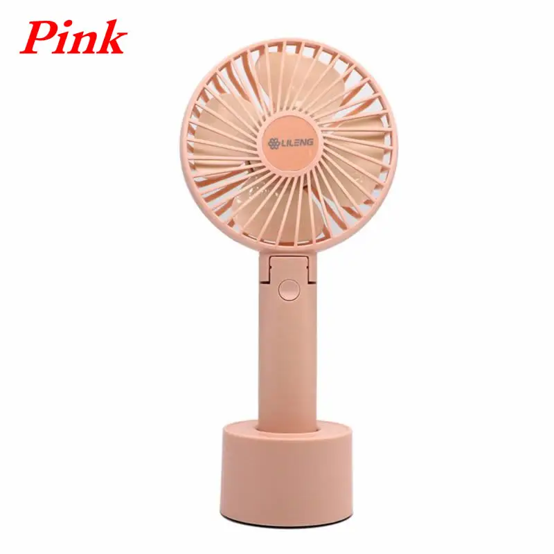 Pink Мини портативный вентилятор с подставкой, подставка, usb зарядка, бесшумный охлаждающий вентилятор, кулер для студентов, для использования в помещении, на улице, принадлежности - Цвет: Pink
