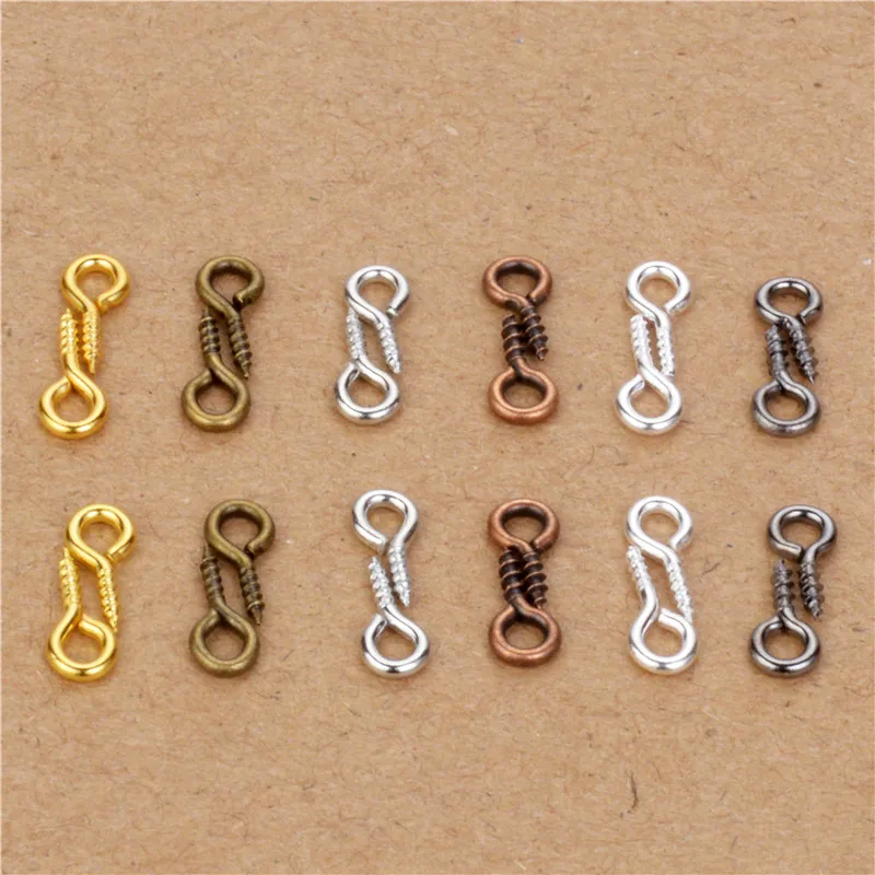 

200pcs 4x9mm Small Tiny Mini Eye Pins Eyepins Hooks Eyelets Screw Threaded Silver Gold Bronze Rhodium Clasps Jewelry Findings