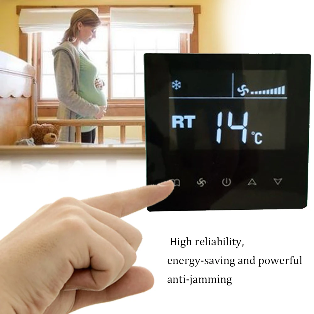 

Heating Thermostat Central Air Conditioning Switch Intelligent Control Pane Room Temperature Controller LCD Touch Screen