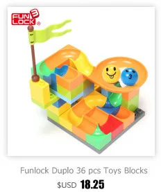 Funlock Duplo marble Run, пластиковые блоки для сборки, детали для детей, креативные развивающие строительные игрушки для детей