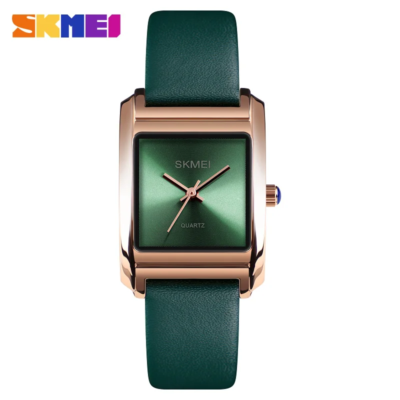 SKMEI Роскошные Брендовые женские часы, модные кожаные кварцевые часы, женские часы, женские часы, montre femme Relogio Feminino - Цвет: green