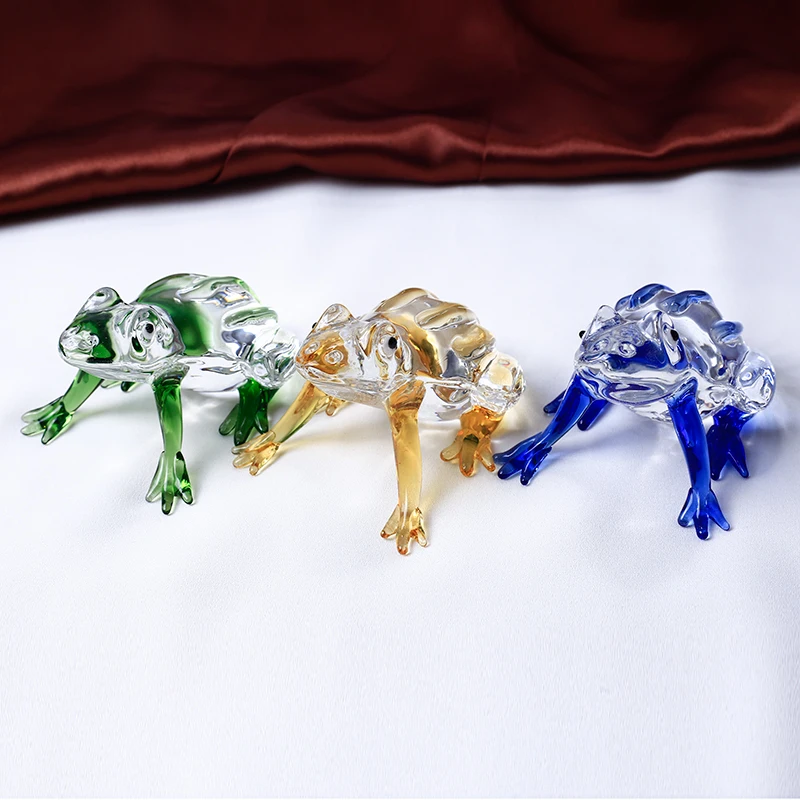 Милая фигурка лягушки Хрустальный миниатюрный стеклянный животный пресс-папье для рукоделия для украшения дома аксессуары для украшения дома подарки