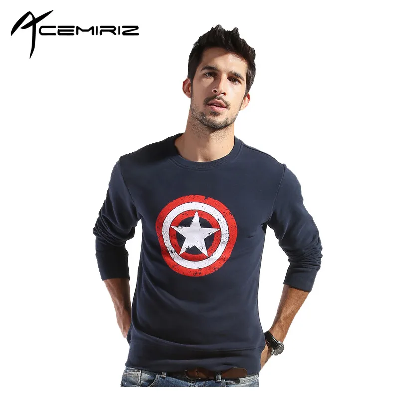 Acemiriz Для мужчин Капитан Америка Толстовки Graphic crewneck кофты Мода 2017 г. Повседневное