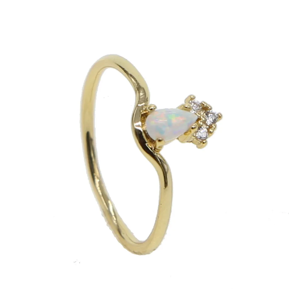 Золотого цвета в форме короны, опал, драгоценный камень, модное кольцо, элегантные нежные ювелирные изделия, огненный опал, дизайн, милое женское кольцо на палец, ювелирное изделие