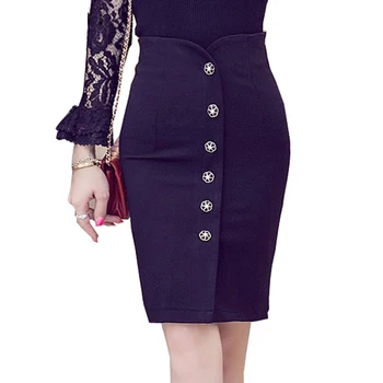 

S-5XL fashion autumn spring 2019 plus size high waist single-breasted saias femininas slim pencil skirt women skirts female