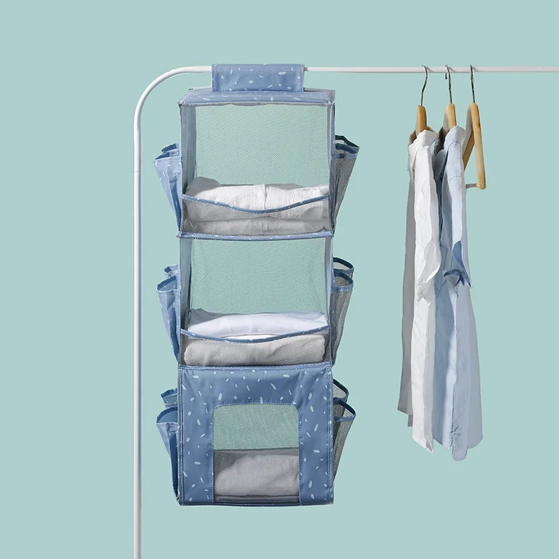 

Fashion Home Closet Hanging Bag with side pockets Canvas Wardrobe Hanging Storage Bag Clothes Organizer Collect And Storage