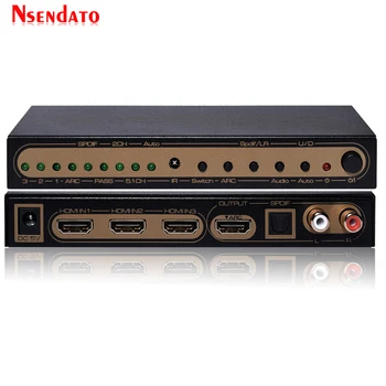 

UHD 2.0 3 Port HDR HDMI Audio Extractor 4K 60Hz HDMI Converter 3 In 1 Out HDMI Adapter Switcher Support DVD SP3 AC3 TV Monitor