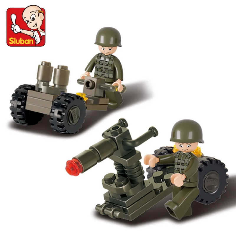 Sluban Model font b Toy b font Compatible with Lego B0118 24pcs Anti Tank Gun Model