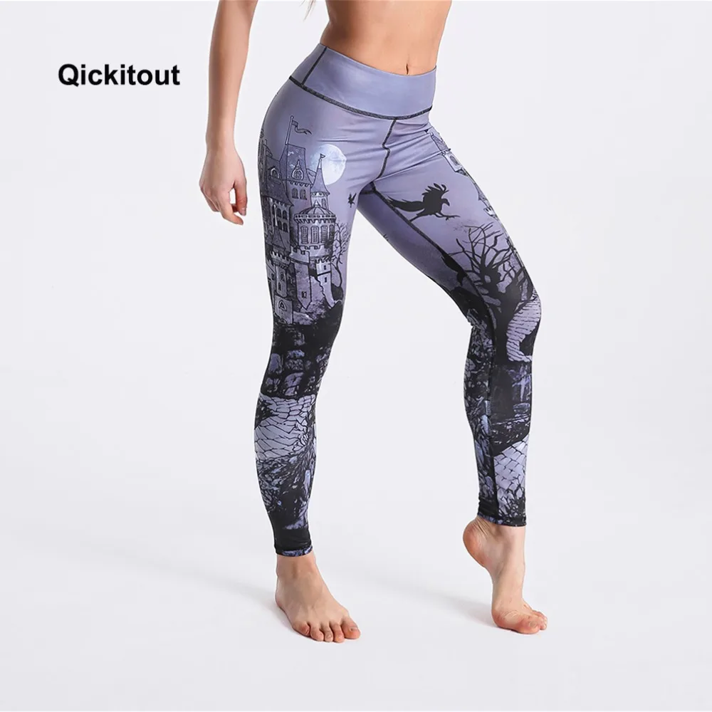 

Qickitout Women Spring Summer New Pants Castle Buildings Print Long Pants Casual Leggings Sexy Long Leggings High Waist Leggings