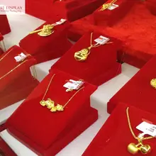 Портативный красный бархат дерево ювелирные изделия Дисплей Подставка-бюст держатель стойки для ожерелья Подвесные серьги ювелирные изделия Органайзер лоток чехол Лот