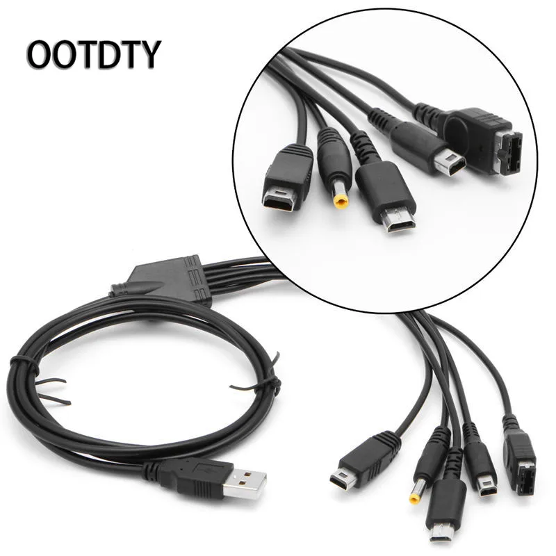 

OOTDTY Games and Accessories Cables 5 in 1 USB Cable Charging Charger for Nintendo GBA SP 3DS