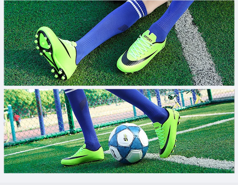 Пожарный мужской, футбол кроссовки удобная Легкая спортивная обувь длинные шипы кожа тренировочные туфли открытый газон Мужская футбольная обувь