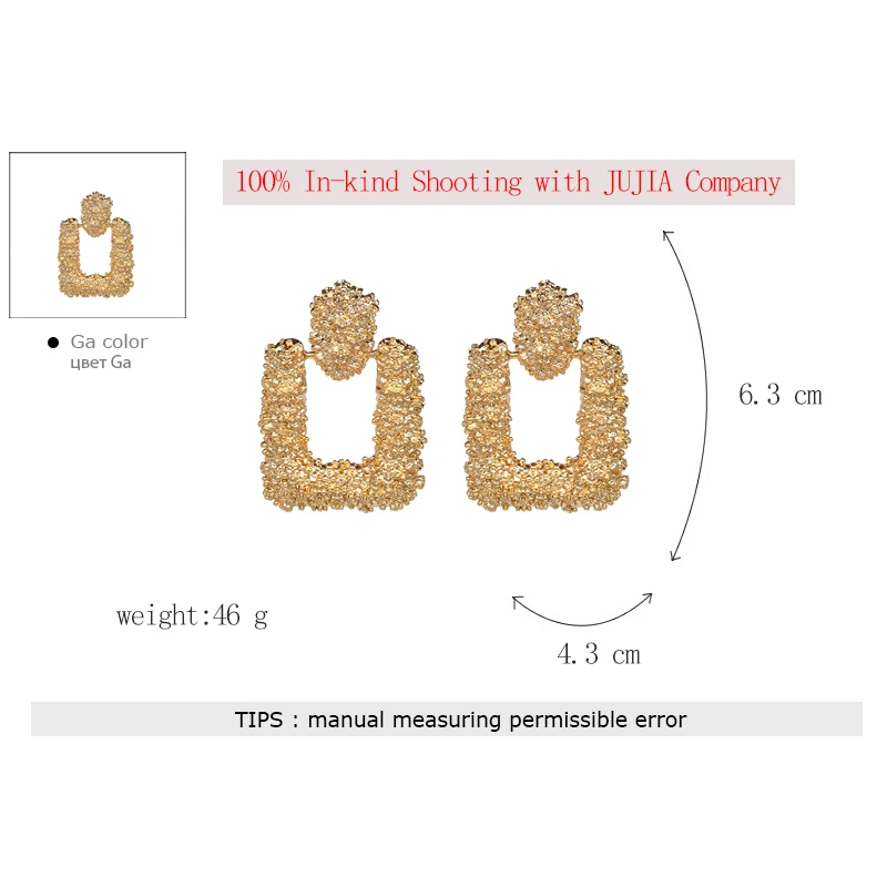 JUJIA бренд панк большие серьги длинные Винтажные серьги золотые металлические Висячие серьги подарок для женщин Bijoux