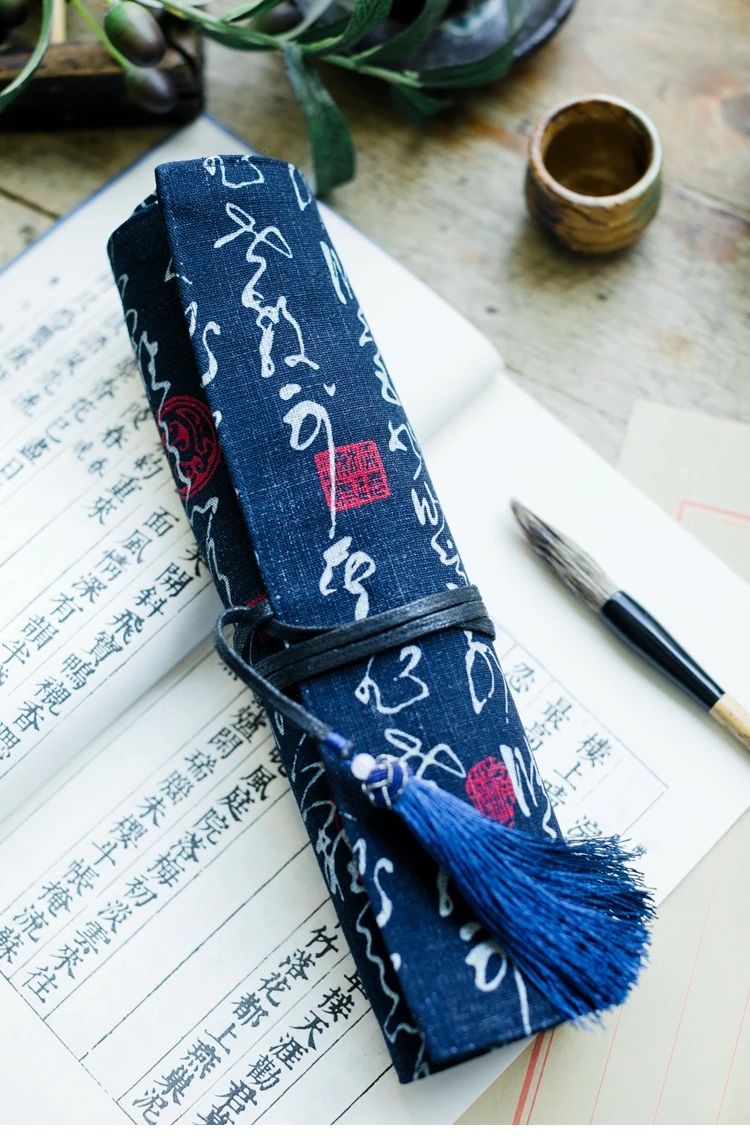 Koi Карп | Китайская каллиграфия Восточный в японском стиле китайская кисть для каллиграфии Обёрточная бумага Designer ватный тампон-ап органайзер для Канцелярии пенал для ручек