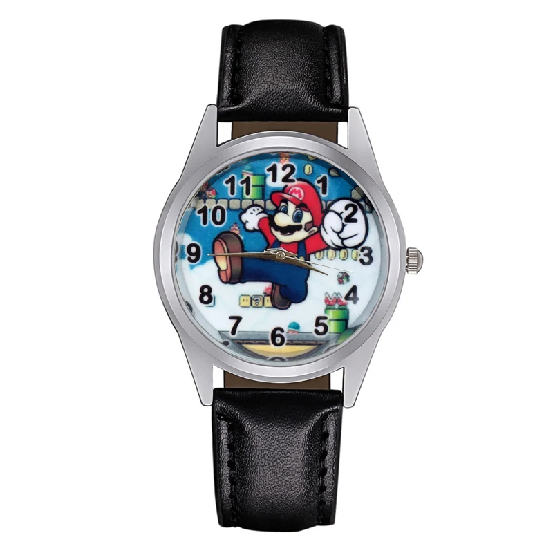 

Cartoon Cute Mario style Children's Watches Kids Students girls Boys Quartz Leather strap Wrist Watch Jc14