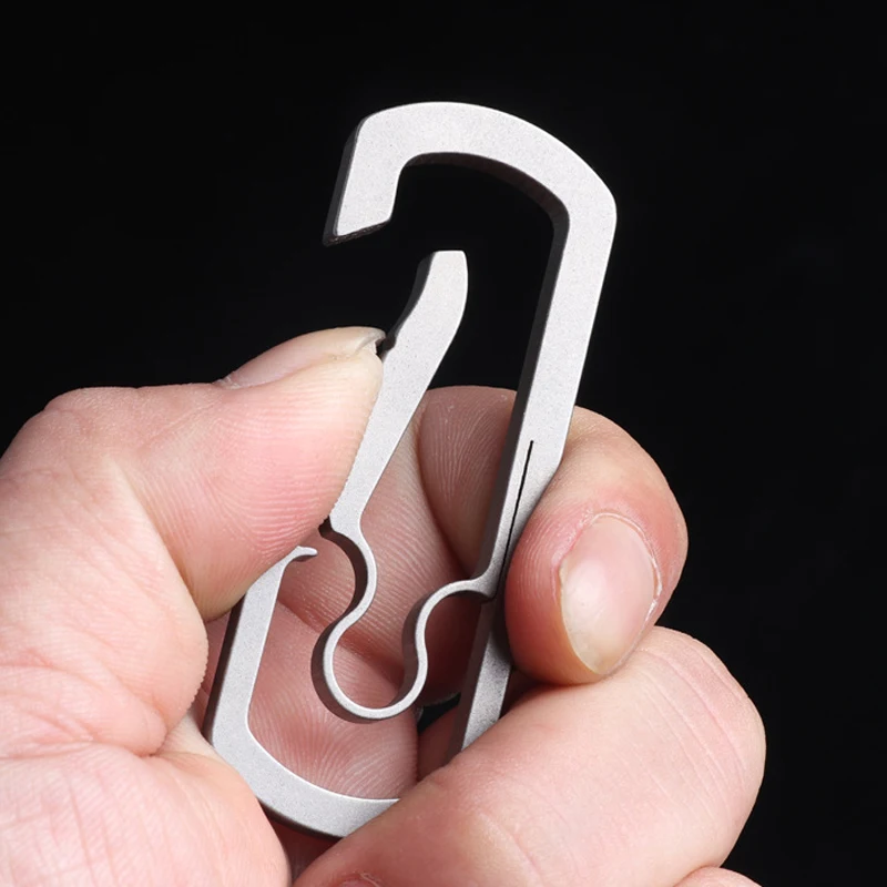 

Gray Titanium Alloy Key Ring Outdoor Small Tool Keychain Multi Buckle Key Ring