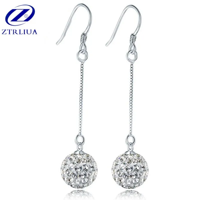 

New Fashion High-quality Silver Jewelry Full Crystal Princess Temperament Tassel Dangle Earrings SE272