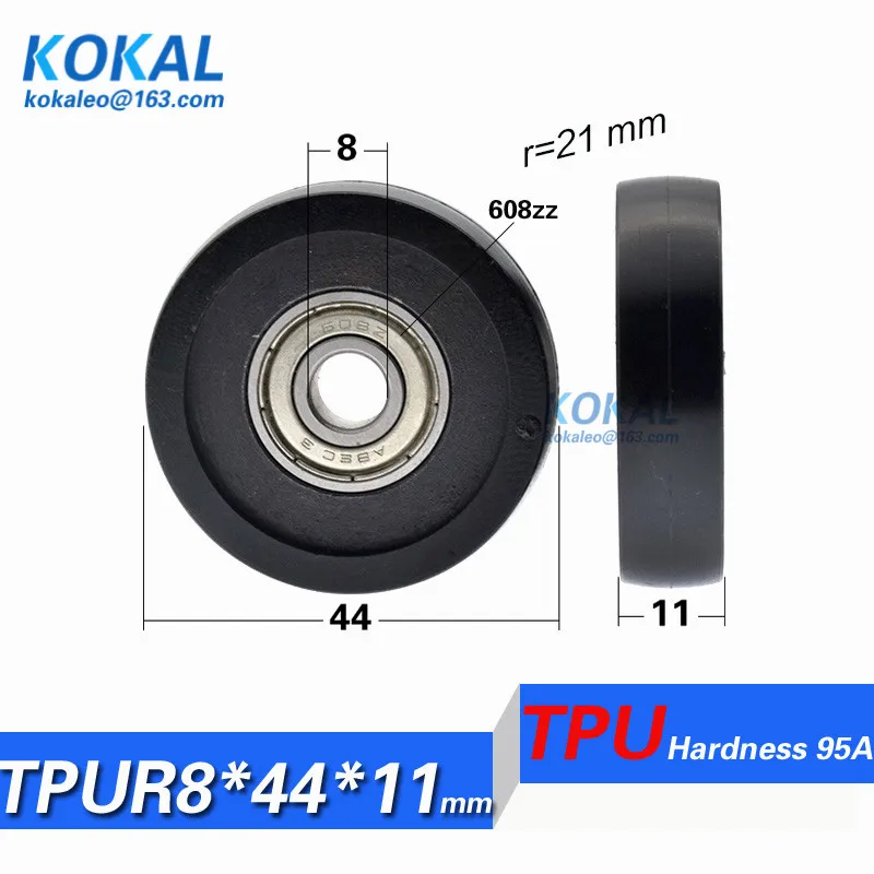

[TPU R0844-11] 1PCS Low noise 608zz 608 coated with TPU rubber Vending machine guide sliding guide bearing wheel roller 8*44*11