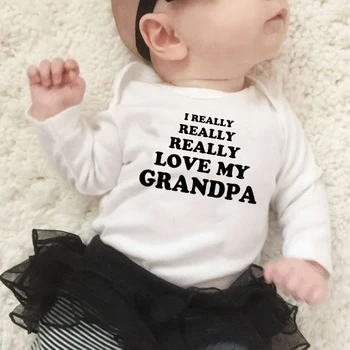 

Infant Body Long Sleeve Clothing Baby Boy Girl Bodysuits I Really Really Love My Grandpa LetterJumpsuit Kids Onesie Wear