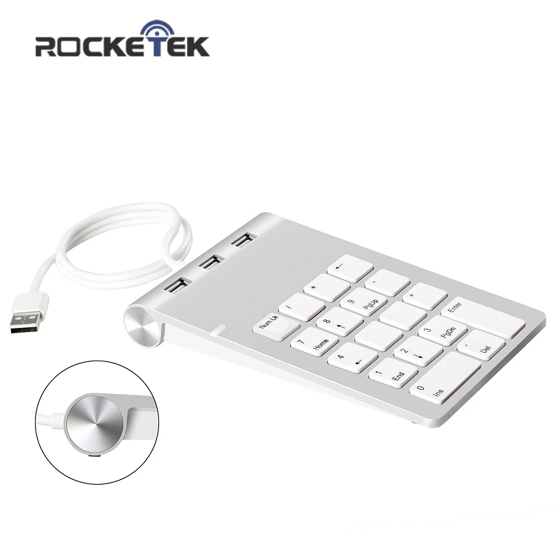 Rocketek USB цифровая клавиатура 18 клавиш Mini USB 2,0 концентраторы для цифровой клавиатуры Ultra Slim номер Pad вычислить портативных ПК