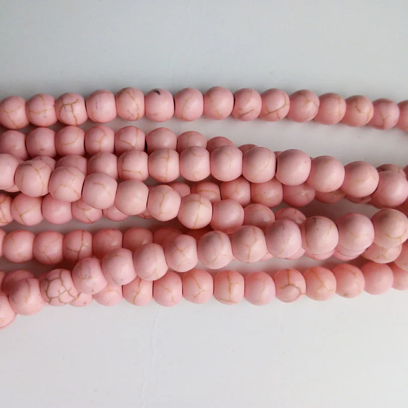 6 мм розовые бусины из бирюзы Howlite Круглые бриллианты для изготовления украшений