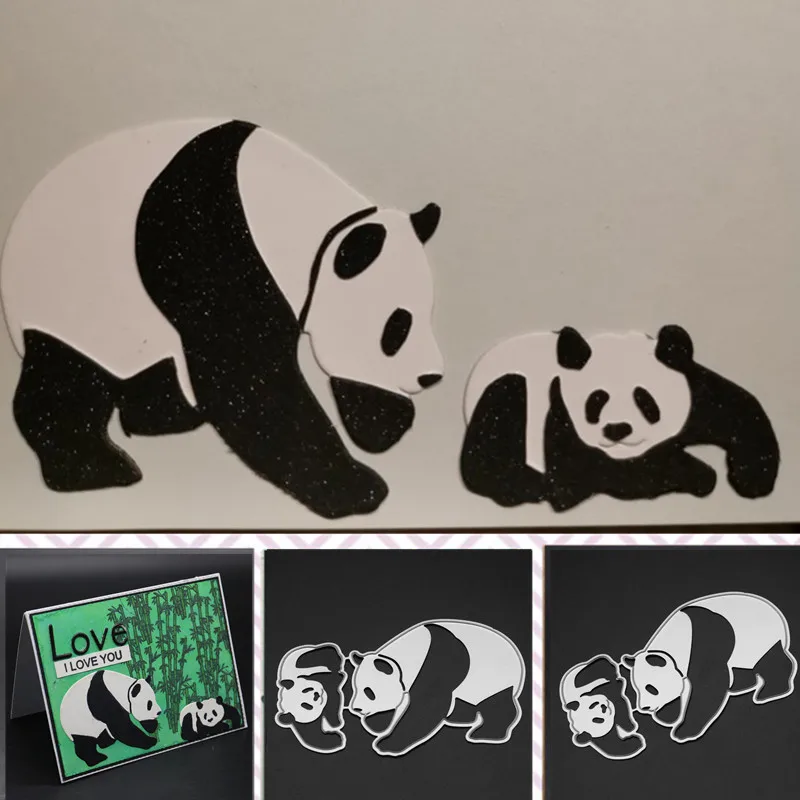 

Hemere Cute Panda Stitched Metal Cutting Dies Stencil Scrapbook Album Embossing Dies For Gift diy Card Making Handcrafts