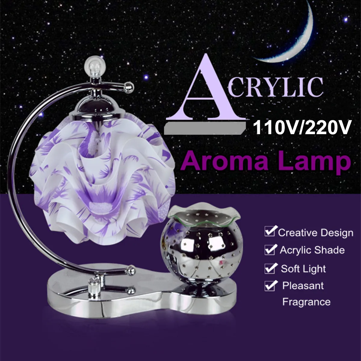 

Diffuser Desk Night Light 110V/220V Oil Aroma Lamps Electric Essential Yoga Fragrance Gift Humidify Living Space Relax Acrylic