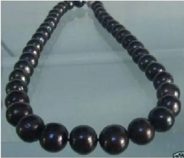 

NEW PERFECT GORGEOUS 18"10-11MM AAA+ TAHITIAN NATURAL BLACK PEARL NECKLACE 14K+B (9.13)
