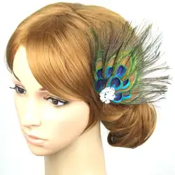 Kai yunly 1 шт Для женщин леди павлиньих перьев свадебная прическа штырек головы заколка для волос аксессуары для волос 23 августа