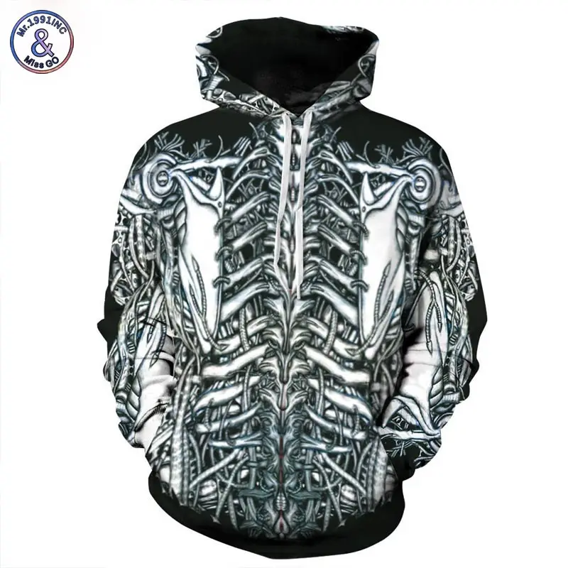 Mr 1991INC New Fashion Men women Hoodies With Cap Print Skulls Skeleton Hoody Autumn Winter Tops