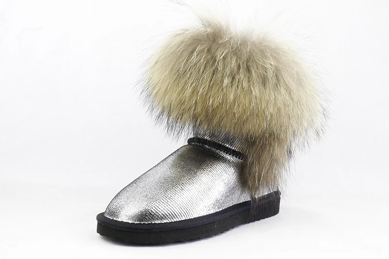 UVWP/высококачественные женские зимние ботинки с натуральным лисьим мехом; модные женские ботинки из натуральной кожи; теплая женская зимняя обувь;
