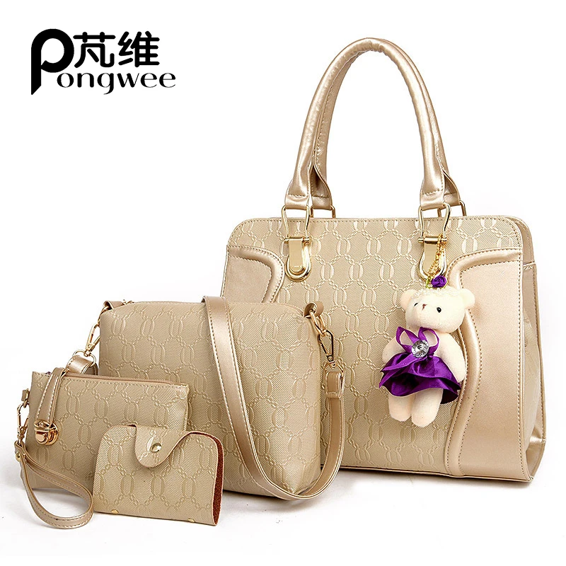 

2018 Diagonal Package of Western Style Portable Bag New Women Handbags Soft PU Four Piece Bucket Bag All-match Shoulder Female