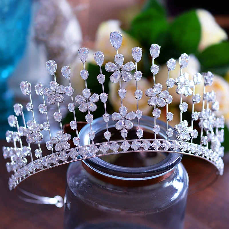 

Paved Full Cubic Zircon Tiara Zirconia Vintage Crown CZ Diadema Bridal Coroa Wedding Hair Accessories Bijoux Cheveux WIGO1320
