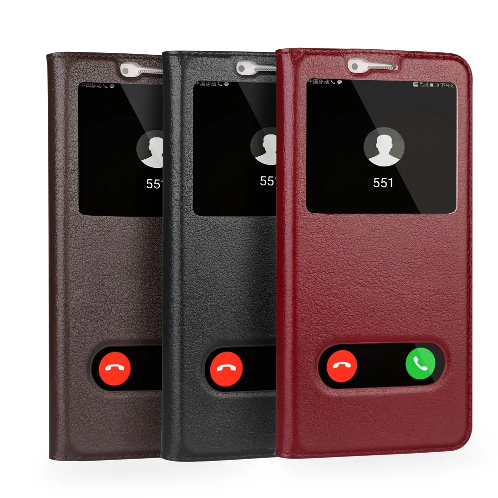 

Genuine Leather Case For Huawei Honor 7X Case Flip Cover Full Protection Smart View Window Cases For Huawei Honor 7X Phone Shell