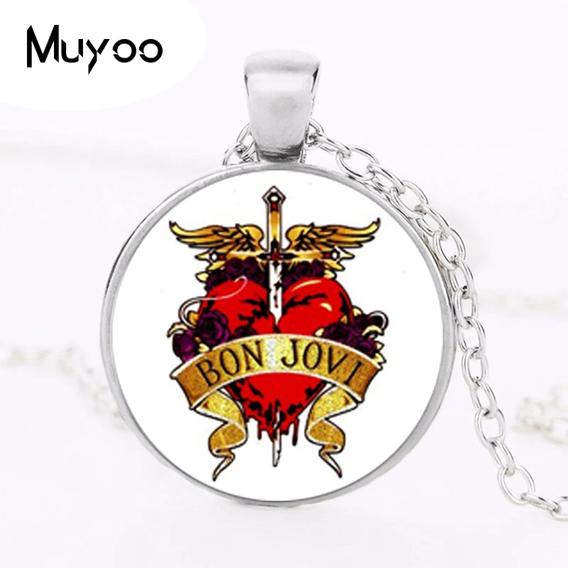 

2017 Bestsell Rock Bon Jovi Logo Pendant Necklace Famous Rock Band Art Handmade Cabochon Vintage Necklace Women Jewelry HZ1