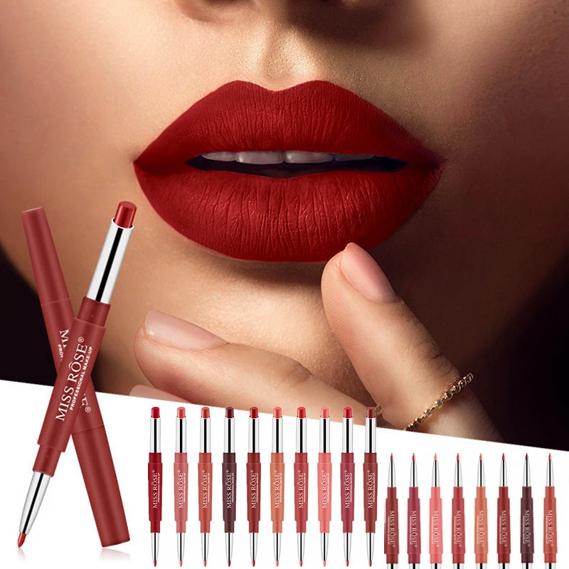 

New Color Arrives Double-end Lipstick Pencil Long Lasting Waterproof Sexy Red Lip Stick Matte Liner Pen Lipsticks Lips Makeup
