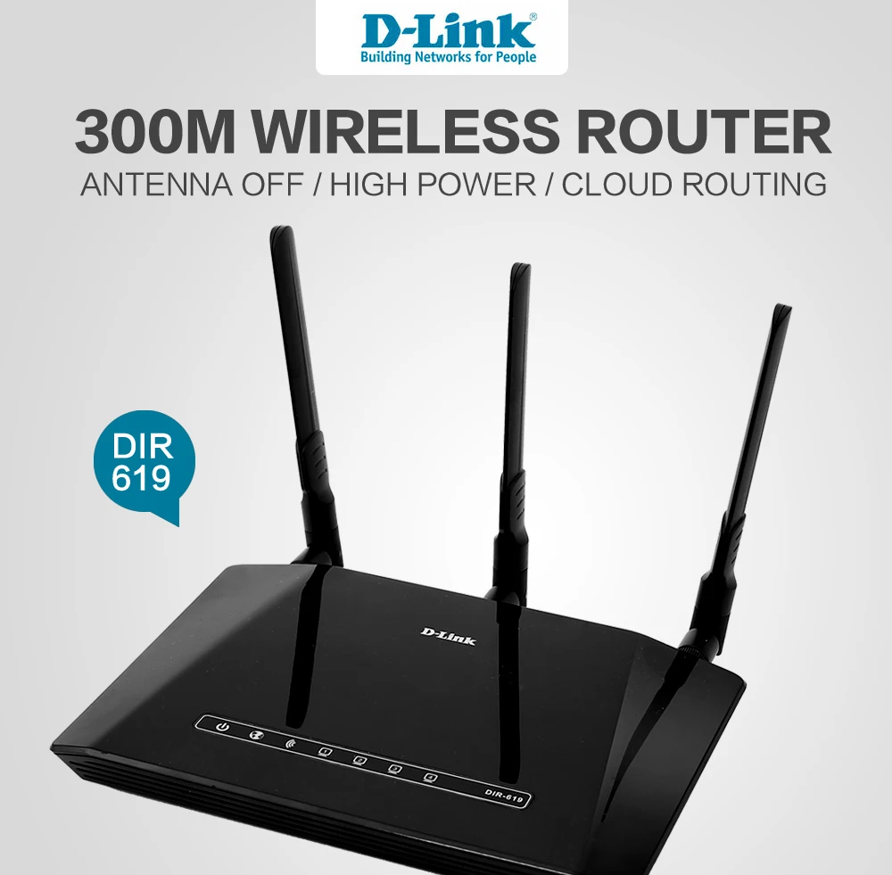 300M English Firmware D-LINK DIR-619 High Power Home Plug Router Signal Express Wifi Firewall RJ45,802.11b/g/n Wireless Router