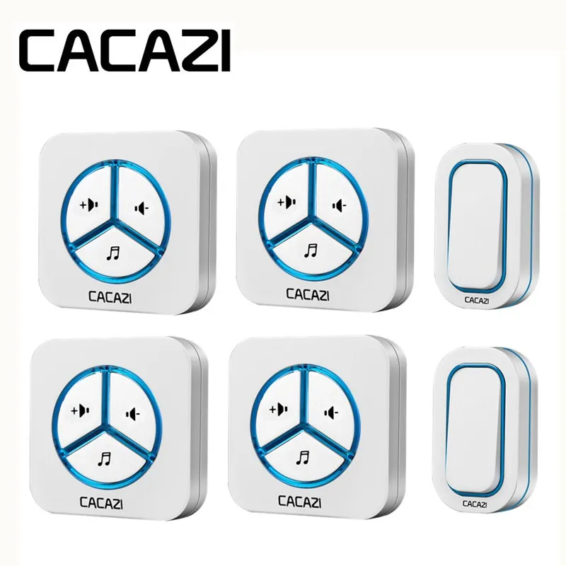 

CACAZI Waterproof Doorbell Call Wireless Battery 12V23A Smart Household Ring bell 48 Songs 280M Remoto US EU UK AU Plug Receiver