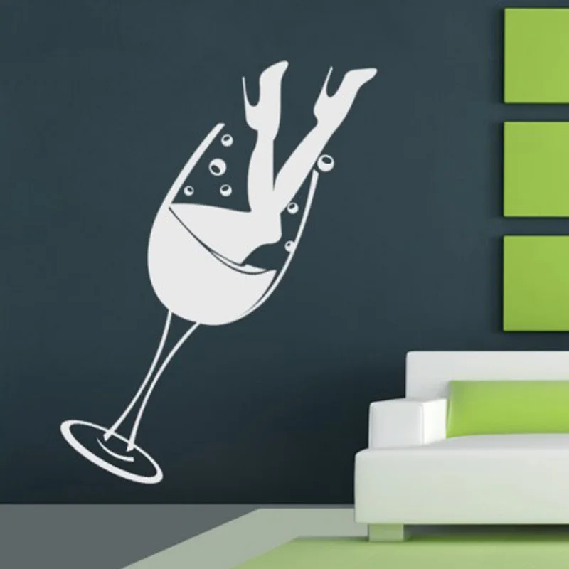 

Sexy Legs and glass of Wine Vinyl Art DIY Wall Sticker Home Decoration Living room Restaurant Fashion Decals Murals JG3929